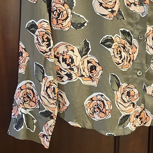 Love Moschino Floral Rose Long Sleeve Button Down Shirt - Picture 4 of 12